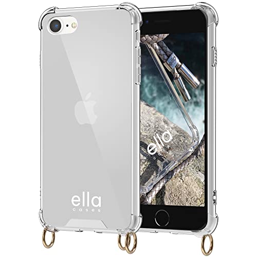 ella cases Handyhülle mit Ösen für iPhone 7/8 / SE Hülle transparent mit Ringen für Handykette in Gold einzeln ohne Kette modular mit Kordel, Schnur oder Gurt zum Umhängen ella cases Handyhülle mit Ösen für iPhone 7/8 / SE Hülle transparent mit Ringen für Handykette in Gold einzeln ohne Kette modular mit Kordel, Schnur oder Gurt zum Umhängen von ella cases