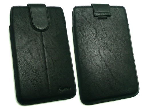 Emartbuy® Black Pu-Leder Secured Slide In Pouch/Case / Sleeve/Halter Mit Pull Tab Mechanism Geeignet Für Naptc M009S 7-Zoll-Tablet (7 Zoll Tablet) von emartbuy