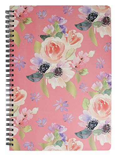 Emartbuy Floral Gebundene Ausgabe Spiral Übungsheft Tagebuch Notizbuch Schreibblock Tagebuch Schreiben Gefüttert B5 Größe 80 Blatt (160 Seiten) - Heiße Rosa von emartbuy