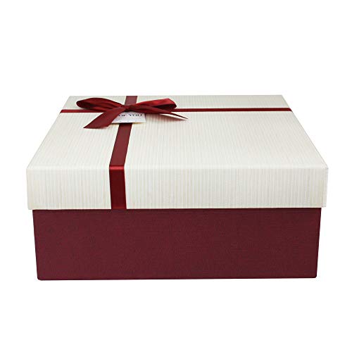 Emartbuy Starre Geschenkbox, 20 cm * 20 cm * 8 cm, Strukturierte Burgunderkiste mit Creme Deckel Emartbuy Starre Geschenkbox, 20 cm * 20 cm * 8 cm, Strukturierte Burgunderkiste mit Creme Deckel von emartbuy