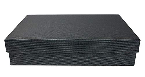 Emartbuy Starrer Geschenkbox, 27 x 19 x 7 cm,Strukturierte Schwarze Box Mit Schwarzem Deckel von emartbuy