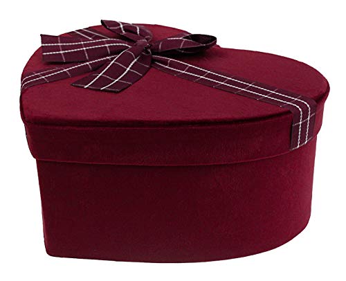 Emartbuy Starrer Luxus Herzförmige Präsentation Geschenkbox aus Samt, 21 cm x 17 cm x 8 cm, Burgunder Geschenkbox mit Schwarzem Interieur und Gestreiftes Dekoratives Band Emartbuy Starrer Luxus Herzförmige Präsentation Geschenkbox aus Samt, 21 cm x 17 cm x 8 cm, Burgunder Geschenkbox mit Schwarzem Interieur und Gestreiftes Dekoratives Band von emartbuy