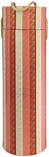 Emartbuy Starrer Luxus Runde Form Präsentation Handgefertigte Baumwolle Papier Wein Geschenkbox, Gedrucktes Rotes Rosa Gold, Rotes Interieur von emartbuy
