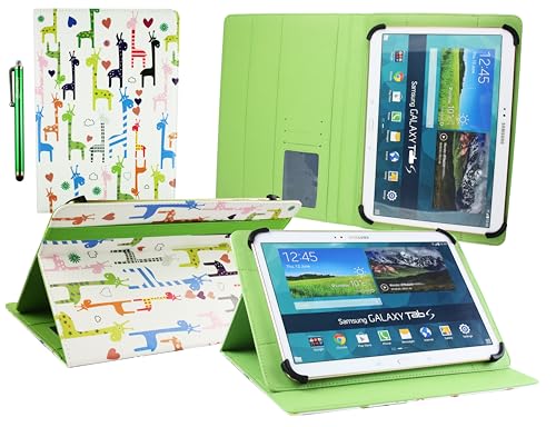 emartbuy Universal 9.7 Zoll - 10.8 Zoll Mehrfarbige Giraffes Multi Angle Folio Brieftasche Case Cover Hulle Abdeckung Mit Card Slots Und Stylus Stift Geeignet Für Ausgewählte Geräte Aufgeführt Unten von emartbuy