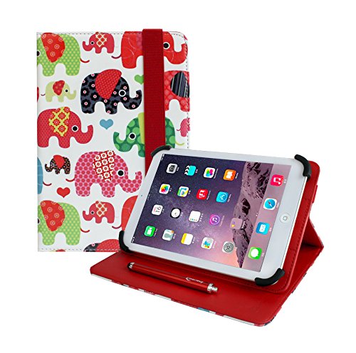 emartbuy Universal 9.7 Zoll - 10.8 Zoll Mehrfarbige Elefanten Multi Angle Folio Brieftasche Case Cover Hulle Abdeckung Mit Card Slots Und Stylus Stift Geeignet Für Ausgewählte Geräte Aufgeführt Unten von emartbuy