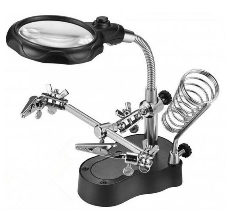 emeco Kopfbandlupe Platinenhalter Dritte Hand Fixierhilfe Helfhende Hand mit Lupe Löthilf von emeco