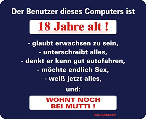 empireposter Benutzer Dieses Computers ist Mousepad aus EPDM-Kautschuk elastisch abriebsicher PVC-frei 24x19,5 cm von empireposter