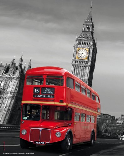 empireposter Citylights - London Red Bus Grösse 19x24 cm - EPDM-Kautschuk, fest, elastisch, abriebsicher, PVC-frei von empireposter