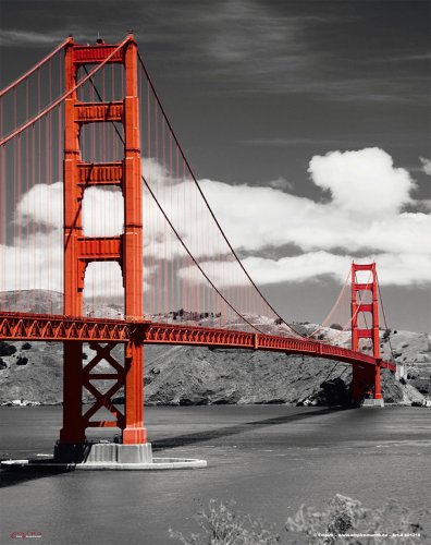 empireposter Citylights San Francisco Golden Gate Bridge Grösse 24x19 cm - EPDM-Kautschuk, fest, elastisch, abriebsicher, PVC-frei von empireposter