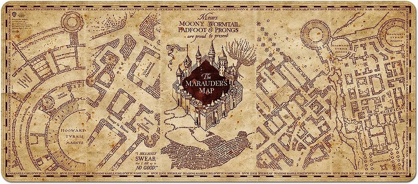 empireposter Gaming Mauspad Gaming Mousepad - Harry Potter Map extra groß - 80x35 cm (1-St) von empireposter