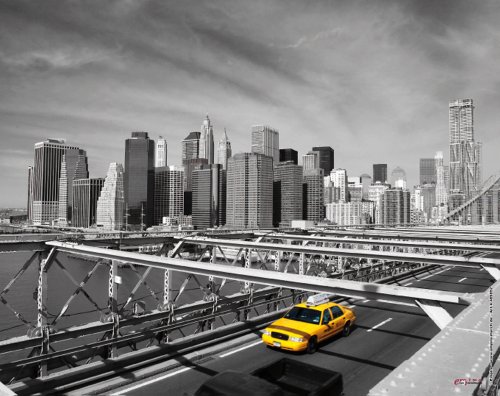 empireposter Mousepad New York Taxi on Bridge Grösse 24x19 cm - EPDM-Kautschuk, fest, elastisch, abriebsicher, PVC-frei von empireposter
