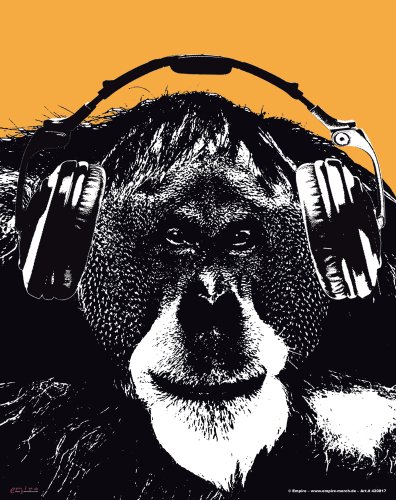 empireposter Mousepad Orang Utan Headphones Grösse 19x24 cm - EPDM-Kautschuk, fest, elastisch, abriebsicher, PVC-frei von empireposter