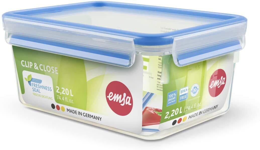 emsa Frischhaltedose CLIP & CLOSE 9.9 cm hoch 2,2 l transparent, blau emsa Frischhaltedose CLIP & CLOSE 9.9 cm hoch 2,2 l transparent, blau von emsa