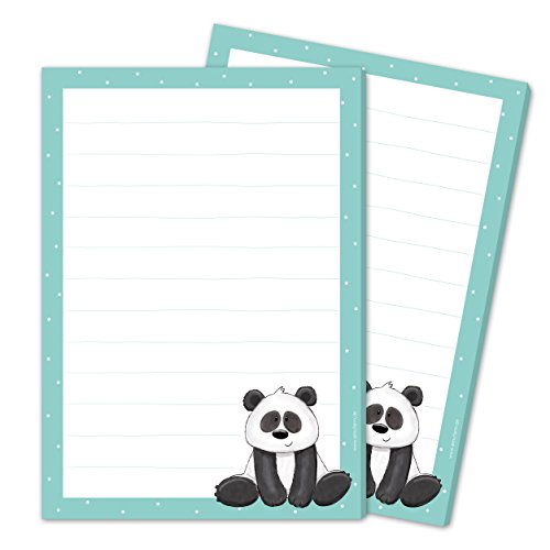 2 x Schreibblock/Briefblock"PAUL PANDA" DIN A5 (liniert 50 Blatt) / Briefpapier Kinder/Briefpapier für Kinder/Briefblock von emufarm