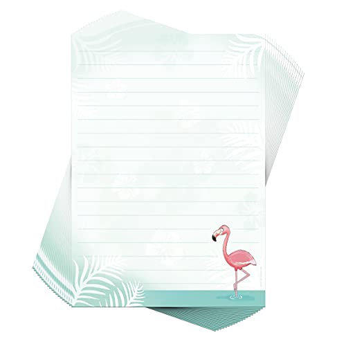 Briefpapier für Kinder "FLAMINGO", 50 Blatt DIN A4 mit Linien/Motivpapier/Mädchen und Jungen von emufarm