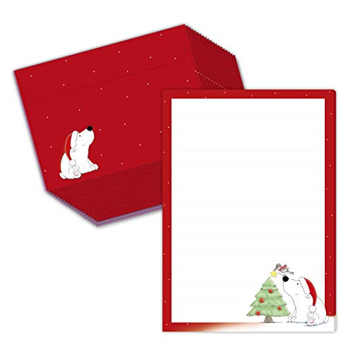 Schreibblock/Briefblock "EISBÄR" DIN A5 (liniert 50 Blatt) inklusive 20 passenden Umschlägen/Briefpapier Set/Briefpapier Weihnachten/Weihnachtsbriefpapier/Kinder von emufarm