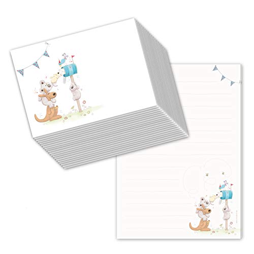 Schreibblock/Briefblock "POST FÜR DICH" DIN A5 (liniert 50 Blatt) inklusive 20 passenden Umschlägen/Briefpapier Set von emufarm