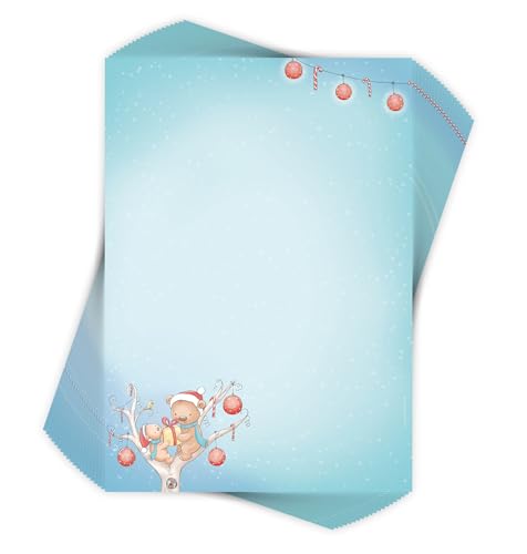 Weihnachts-Briefpapier für Kinder "BÄRIGE WEIHNACHTEN" 50 Blatt DIN A4 / Weihnachtsbriefpapier/Briefpapier für Kinder/Weihnachten von emufarm