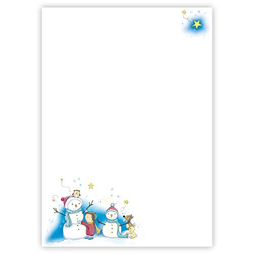 Weihnachts-Briefpapier für Kinder "EIN TAG IM SCHNEE" 50 Blatt DIN A4 / Weihnachtsbriefpapier/Briefpapier für Kinder/Weihnachten von emufarm