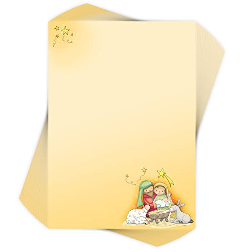 Weihnachts-Briefpapier für Kinder "WEIHNACHTSKRIPPE" 50 Blatt DIN A4 / Weihnachtsbriefpapier/Briefpapier für Kinder/Weihnachten von emufarm