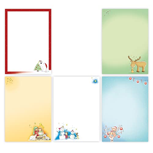 Weihnachtsbriefpapier MIX 5x10 Blatt DIN A4 für Kinder/Motivpapier Briefpapier Weihnachten von emufarm