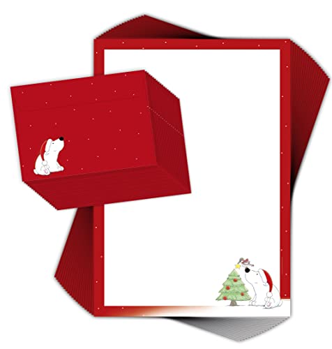 Weihnachtsbriefpapier Set für Kinder "EISBÄR" DIN A4 20 Blatt inklusive 20 Umschlägen/Weihnachtsbriefpapier/Briefpapier für Kinder/Weihnachten von emufarm