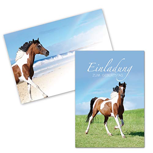 emufarm 10 Pferde Einladungskarten für Mädchen PAINTHORSE inklusive 10 passende Umschläge/Einladungen Pferd von emufarm