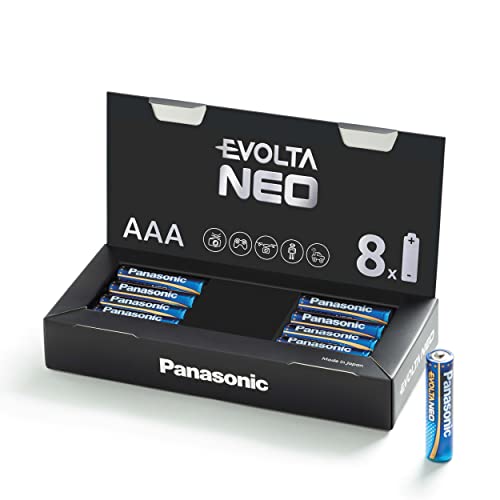 Panasonic EVOLTA NEO, Premium Alkaline Batterie, AAA 8er Box, extrastarke Leistung, besonders langlebig und sicher, Micro LR03 1,5 Volt, Verpackung als praktische Aufbewahrungsbox von eneloop
