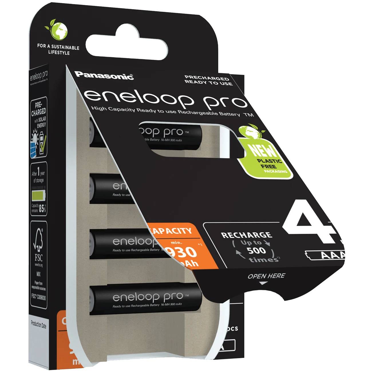 eneloop Panasonic Pro Akku BK-4HCDE/4BE   AAA  930mAh   4St. von eneloop