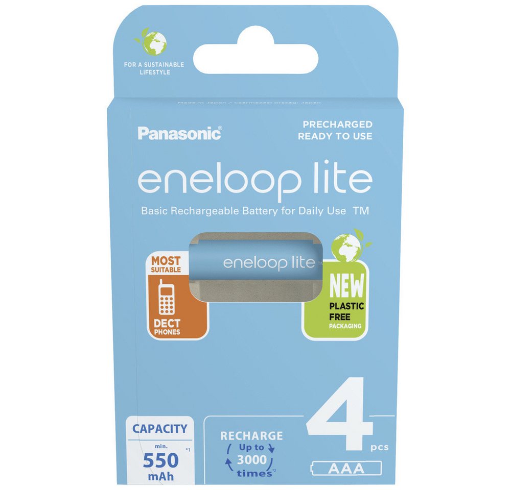 eneloop eneloop eneloop lite HR03 Micro (AAA)-Akku NiMH 550 mAh 1.2 V 4 St. Batterie, (1.20 V) von eneloop