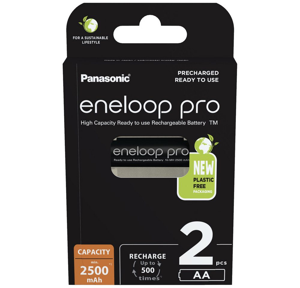 eneloop eneloop eneloop pro HR06 Mignon (AA)-Akku NiMH 2500 mAh 1.2 V 2 St. Batterie, (1.20 V) von eneloop