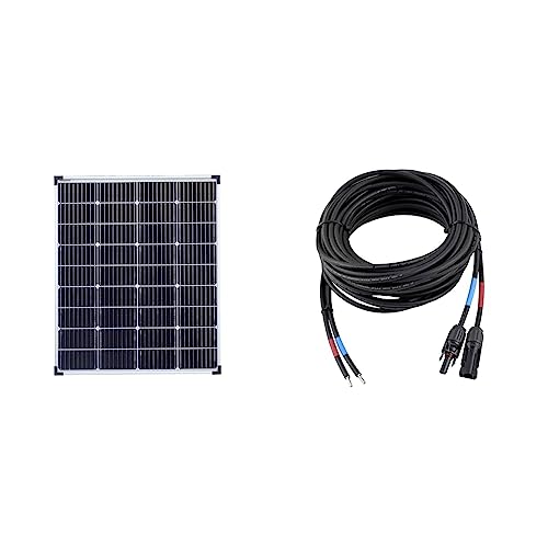 Enjoy Solar PERC Mono 100W XL 12V Solarpanel Solarmodul Photovoltaikmodul, 166mm*166mm Monokristalline Solarzelle & 4mm² Profi-Verbindungskabel Solarmodul zu Solarladeregler Anschlusskabel 8m von enjoy solar