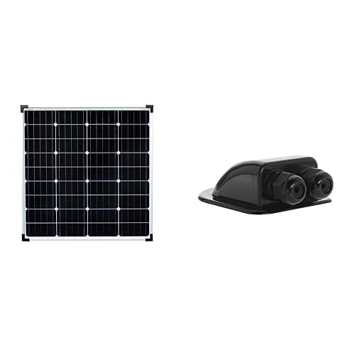 Enjoysolar Monokristallines Solarpanel, 80 W, ideal für Wohnwagen, Gartenhäuser,Boote & Offgridtec Dachdurchführung 2-fach schwarz für Wohnmobil Caravan Boot Solar Kabeldurchführung ABS,1 Stück,006415 von enjoy solar