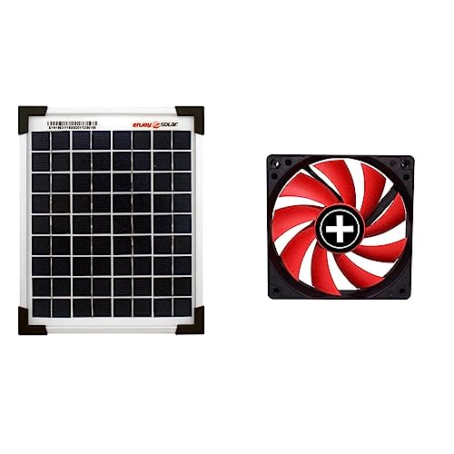 Enjoysolar Poly 5W 12V Polykristallines Solarpanel Solarmodul Photovoltaikmodul ideal für Wohnmobil, Gartenhäuse, Boot & Xilence XPF120.R 120mm Gehäuselüfter, 3PIN, rot/schwarz von enjoy solar