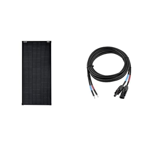 SolarV enjoysolar Monokristallines Solarmodule, 100W, Schwarz & enjoy solar 6mm² 3m Profi-Verbindungskabel Solarladeregler zu Solarmodul MC4-kompatibel Solarstecker Solarkabel von enjoy solar