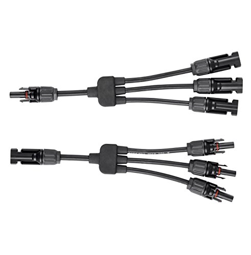 enjoy solar® 1 Paar Solarstecker T Verteiler 3-Fach mit 20cm Kabelverlängerung für Parallelschaltung Solarmodul von enjoy solar