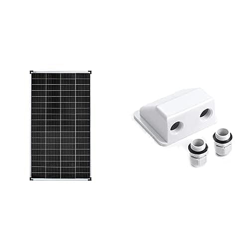 enjoy solar® Mono 150W 36V Monokristallin Solarmodul Solarpanel & enjoy solar ABS 2-FachKabeldurchführung Solarmodul Haltespoiler in Weiß von enjoy solar