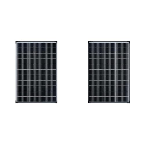 enjoy solar 100W 12V Monokristallines Solarmodul, 182mm Solarzellen 10 Busbars Solarpanel ideal für Wohnmobil, Balkonanlage, Gartenhäuse, Boot (Packung mit 2) von enjoy solar