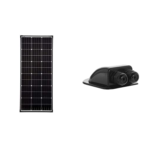 enjoy solar Mono PERC 110W Monokristallin Solarpanel Solarmodul 12V & Offgridtec Dachdurchführung 2 - fach schwarz für Wohnmobil Caravan Boot Solar Kabeldurchführung ABS, 1 Stück, 006415 von enjoy solar