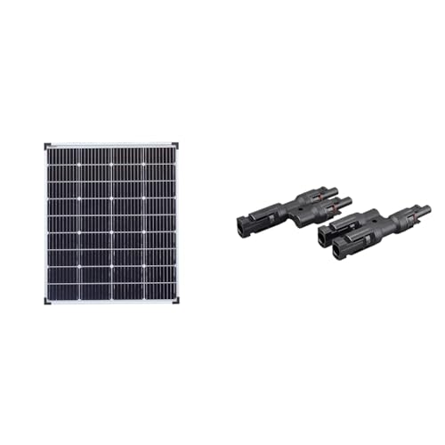 enjoy solar PERC Mono 100W XL 12V Solarpanel, 166mm*166mm Monokristalline Solarzelle mit 9 Busbars, Gartenhäuse, Boot& 1 Paar Solarstecker Y Verteiler 2-fach für Parallelschaltung Solarmodul von enjoy solar