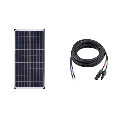 enjoy solar Poly 140W 12V Polykristallines Solarpanel Solarmodul Photovoltaikmodul ideal für Wohnmobil, Gartenhäuse, Boot& 4mm² Profi-Verbindungskabel Solarmodul zu Solarladeregler Anschlusskabel 5m von enjoy solar