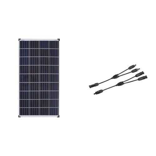 enjoy solar Poly 140W 12V Polykristallines Solarpanel Solarmodul Photovoltaikmodul & 1 paar Solarstecker Y Verteiler 2-Fach mit Kabelverlängerung für Parallelschaltung Solarmodul von enjoy solar