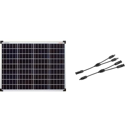 enjoy solar Poly 50W 12V Polykristallines Solarpanel Solarmodul Gartenhäuse, Boot& 1 paar Solarstecker Y Verteiler 2-Fach mit Kabelverlängerung für Parallelschaltung Solarmodul von enjoy solar