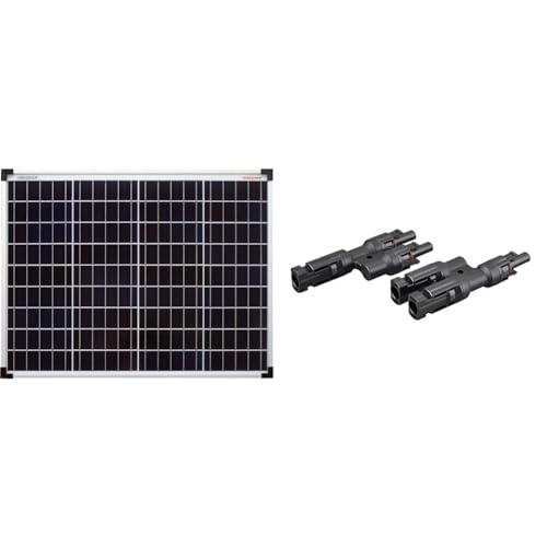 enjoy solar Poly 50W 12V Polykristallines Solarpanel Solarmodul Photovoltaikmodul ideal für Wohnmobil, Gartenhäuse, Boot& 1 Paar Solarstecker Y Verteiler 2-fach für Parallelschaltung Solarmodul von enjoy solar