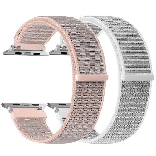 enkic Nylon Armband Kompatibel mit Apple Watch Armband 49mm 46mm 45mm 44mm 42mm 41mm 40mm 38mm Damen Herren, 2 Stück Ersatz Sport Uhrenarmband für iWatch Series 10 9 8 7 6 5 4 3 2 1 SE Ultra 2 Ultra von enkic