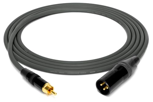 enoaudio Mogami 2534 Quad Professionel Studio Kabel | Neutrik Gold Cinch RCA - XLR male | HiFi, Grey, 3,0 m von enoaudio