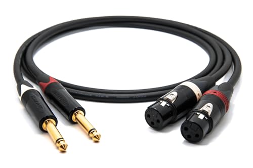 enoaudio Mogami 2534 Quad Stereo Paar (L,R) Audio Kabel | Neutrik Gold 6,3mm TS klinke - XLR female | HiFi, 10 m von enoaudio