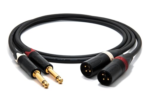 enoaudio Mogami 2534 Quad Stereo Paar (L,R) Audio Kabel | Neutrik Gold 6,3mm TS klinke - XLR male | HiFi, 5,0 m von enoaudio