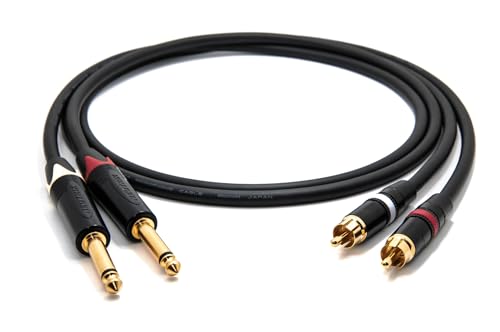 enoaudio Mogami 2534 Quad Stereo Paar (L,R) Audio Kabel | Neutrik Gold Cinch RCA - 6,3mm TS klinke | HiFi, 0,5 m von enoaudio