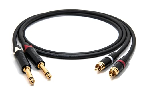 enoaudio Mogami 2534 Quad Stereo Paar (L,R) Audio Kabel | Neutrik Gold Cinch RCA - 6,3mm TS klinke | HiFi, 5,0 m von enoaudio